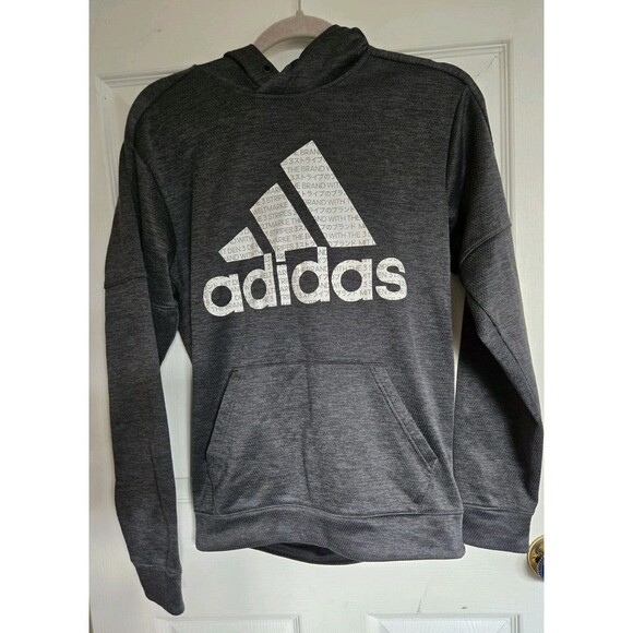 Adidas Mens Pullover Hoodie Climawarm Hood Sweatshirt Gray Size Small S Warm Top - Picture 3 of 13